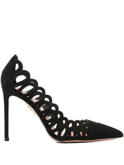 Aquazzura 110mm Cut-out Stiletto Heeled Pumps In Black