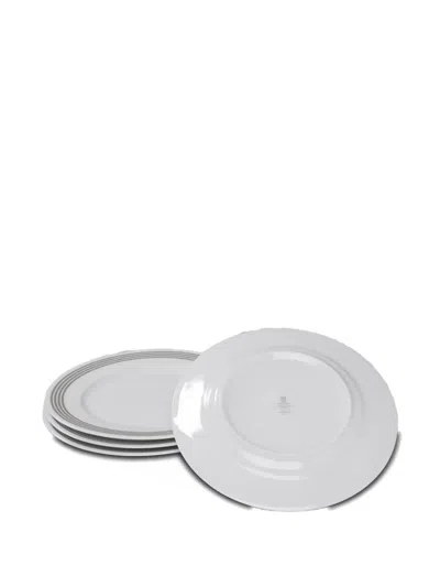Thom Browne 4-bar Plates (set Of Four) In Gray