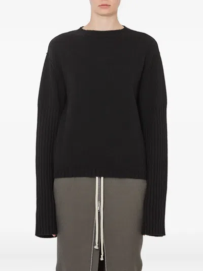 Rick Owens Cozy Crew Neck Knitwear With Long Sleeves In Black