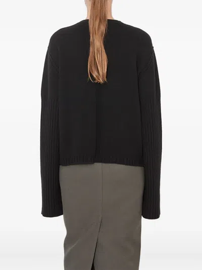 Rick Owens Cozy Crew Neck Knitwear With Long Sleeves In Black