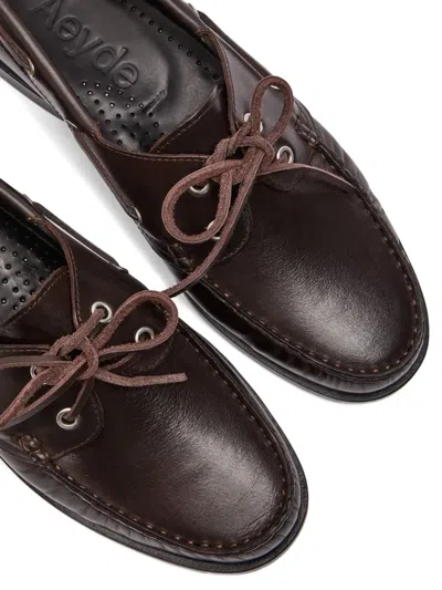 Aeyde 15mm Harris Leather Boat Shoes In Brown