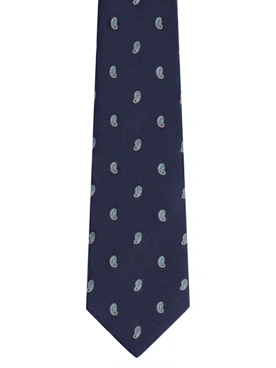 Fursac Paisley-print Tie In Blue