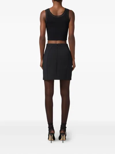 Elisabetta Franchi Black Skirt With Metallic Pendant And Patch Pockets In Fabric Woman In Black