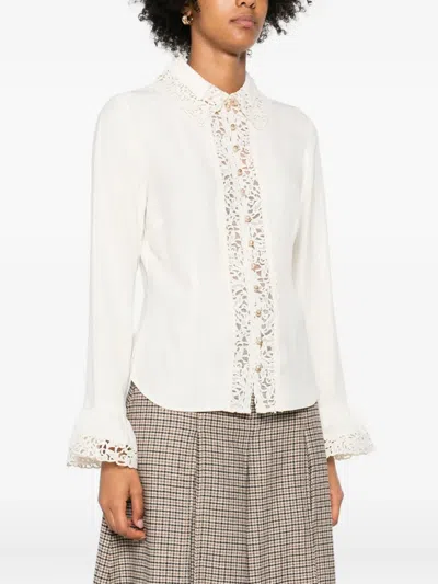Zimmermann Silk Blouse With Lace Edges In White