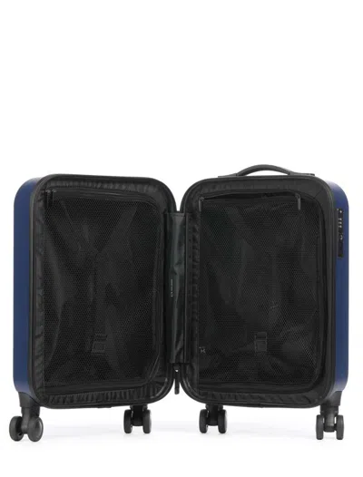 Armani Exchange Logo-embossed Ribbed Luggage In Blue