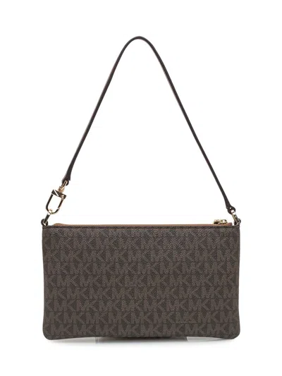 Michael Kors Monogram Brown Clutch Bag In Brown