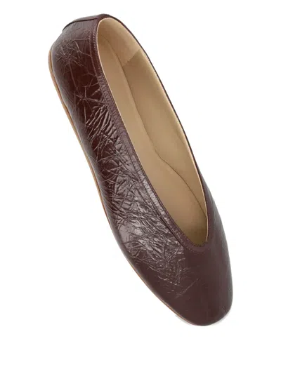 Le Monde Beryl Naplack Round Toe Ballerina Shoes In Brown