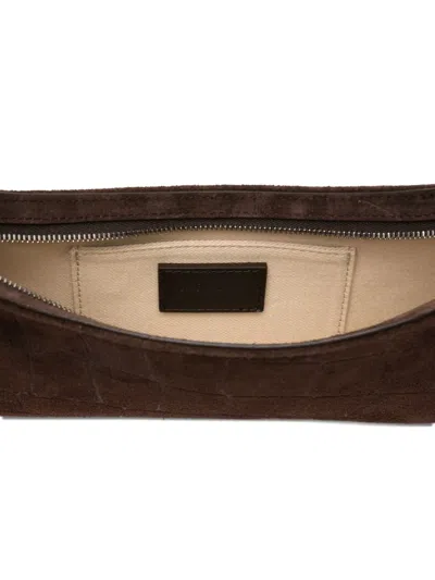Jacquemus Crocodile-effect Suede Handbag With Adjustable Leather Strap In Brown