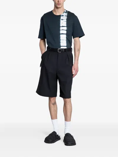 褶饰斜纹布短裤