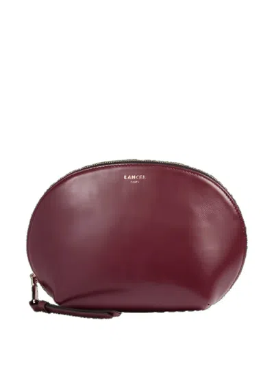 Lancel Curved Leather Pouch In Red