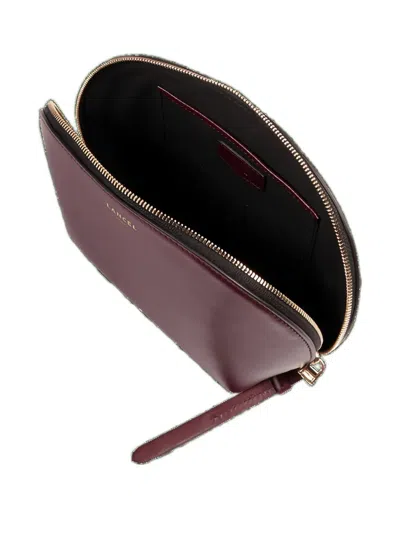 Lancel Curved Leather Pouch In Red