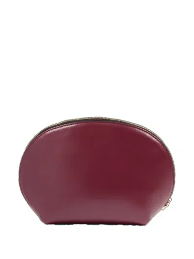 Lancel Curved Leather Pouch In Red