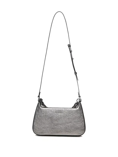 Coccinelle Chain-embellished Leather Cross Body Bag In Silver