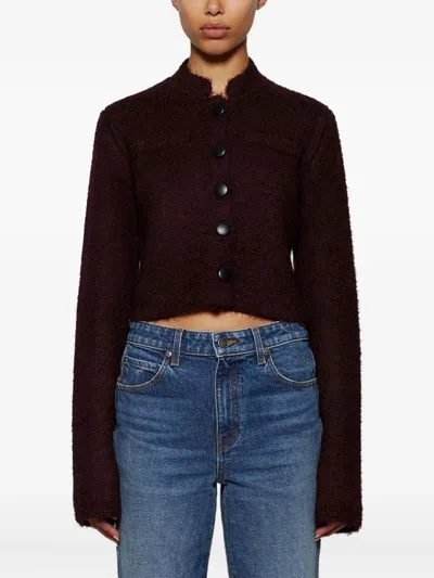 Khaite Ello Brushed Silk And Cashmere-blend Cardigan In Burgundy