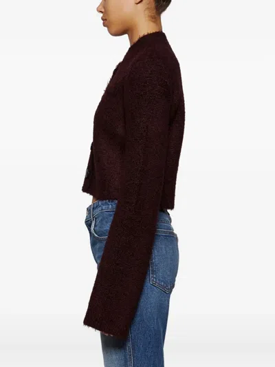 Khaite Ello Brushed Silk And Cashmere-blend Cardigan In Burgundy