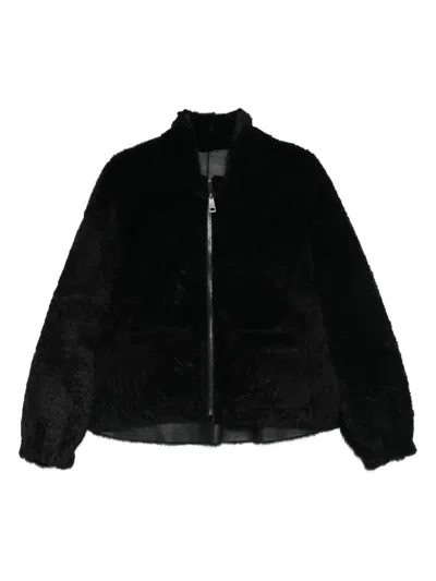 Simonetta Ravizza Zip-front Balloon-sleeves Jacket In Black