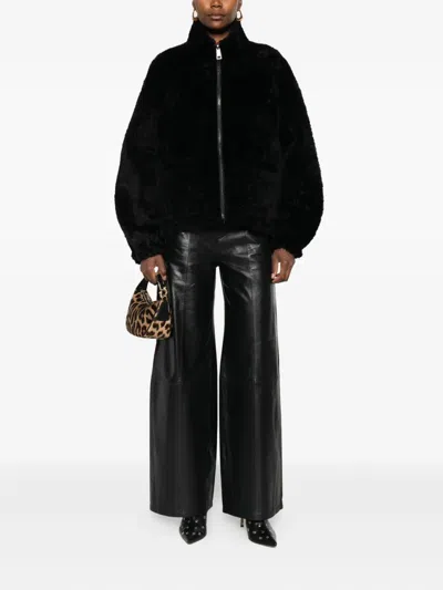 Simonetta Ravizza Zip-front Balloon-sleeves Jacket In Black