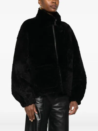 Simonetta Ravizza Zip-front Balloon-sleeves Jacket In Black