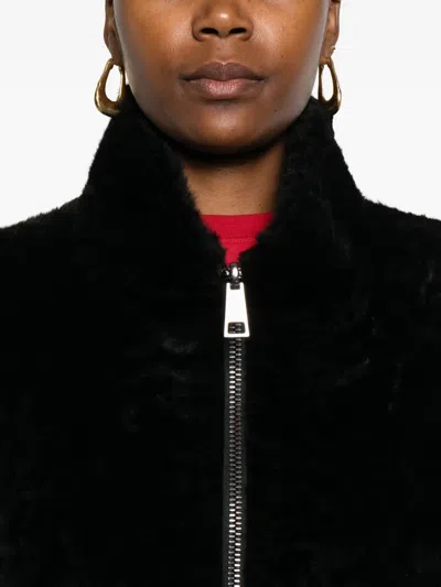 Simonetta Ravizza Zip-front Balloon-sleeves Jacket In Black