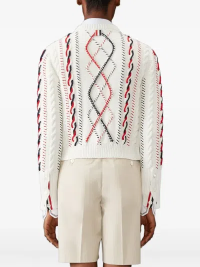 Thom Browne Cable-knit Buttoned Cardigan In Multi