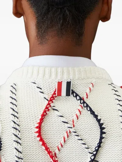 Thom Browne Cable-knit Buttoned Cardigan In Multi