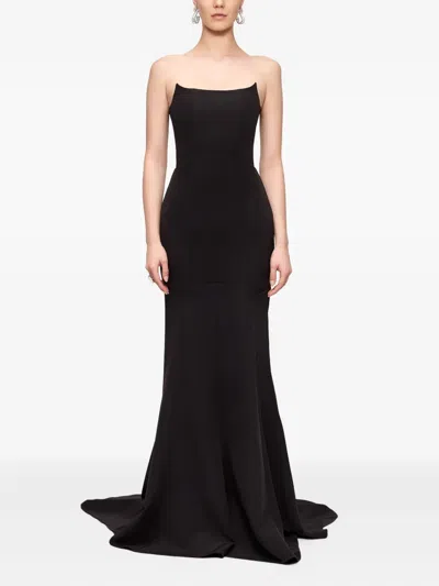 V:pm Atelier Eden Strapless-fishtail Maxi Dress In Black