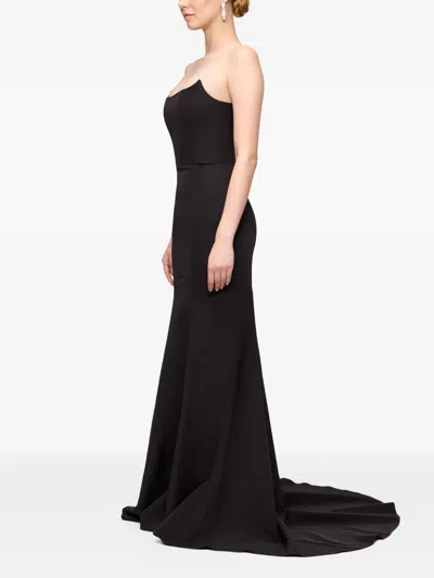 V:pm Atelier Eden Strapless-fishtail Maxi Dress In Black
