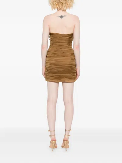 露肩真丝迷你连衣裙