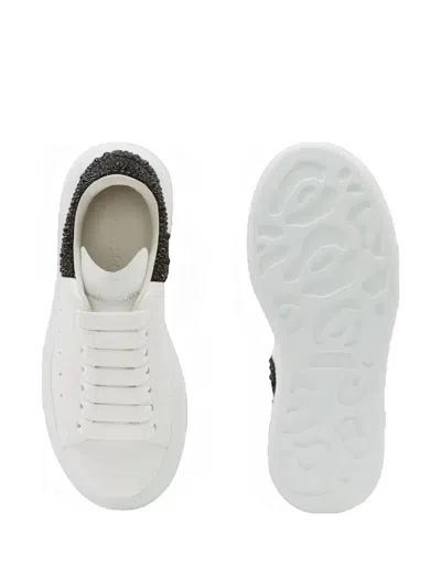 Alexander Mcqueen Crystal-embellished Leather Exaggerated-sole Sneakers In White