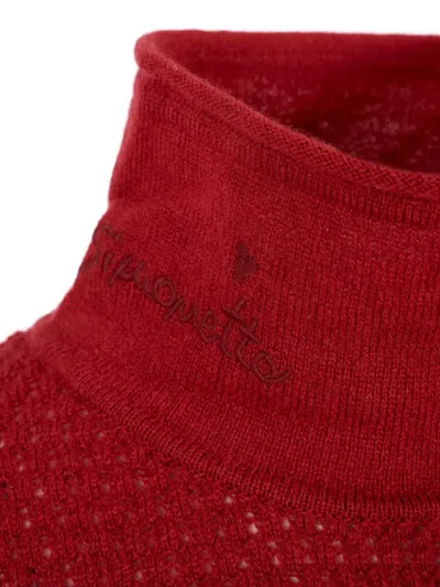 Simonetta Turtleneck Textured Sweater In Red
