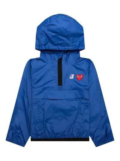 Comme Des Garçons Play X K-way Half-zip Heart-emblem Jacket In Blue