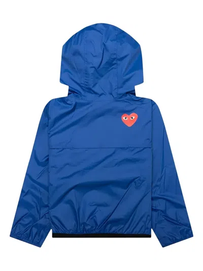 Comme Des Garçons Play X K-way Half-zip Heart-emblem Jacket In Blue