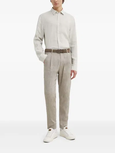 Tiger Of Sweden Long-sleeve Linen Shirt In Brown