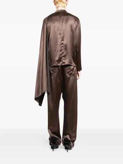 Magda Butrym Silk Draped Blouse In Brown