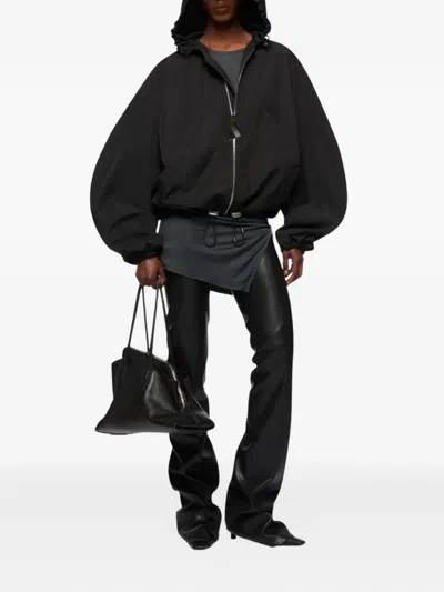 Attico Hooded Bomber Jacket In Black