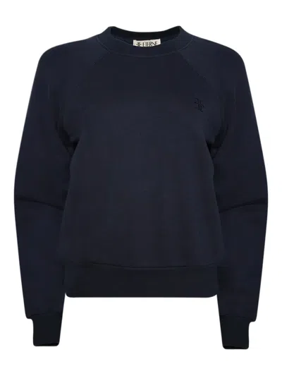 Éterne Shrunken Raglan-sleeve Embroidered Sweatshirt In Blue