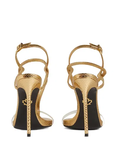 Dsquared2 Embossed Heeled Sandals In Gold