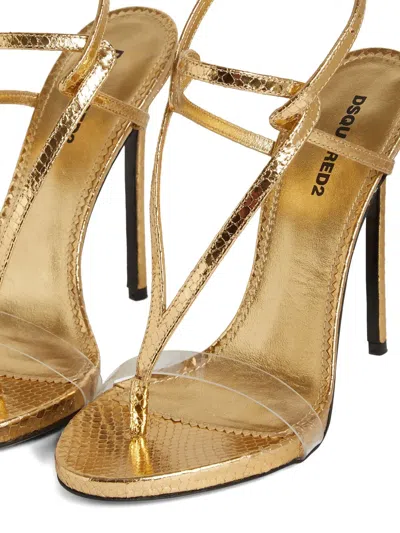 Dsquared2 Embossed Heeled Sandals In Gold