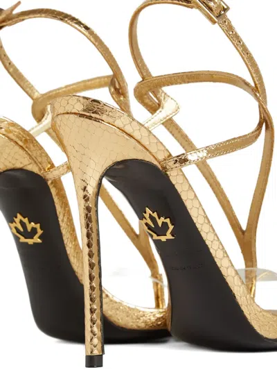 Dsquared2 Embossed Heeled Sandals In Gold