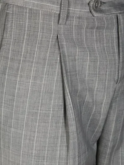 细条纹褶饰长裤