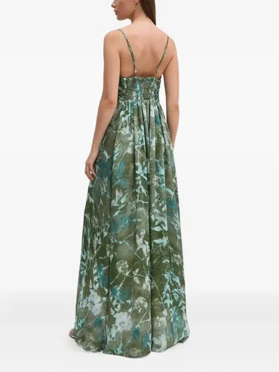 Sandro Ferrone Pleated Tie-front Maxi Dress In Green