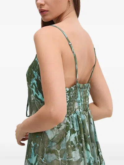 Sandro Ferrone Pleated Tie-front Maxi Dress In Green