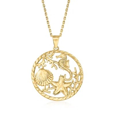 Ross-simons 18kt Yellow Gold Over Sterling Silver Sea Life Pendant Necklace In Gold