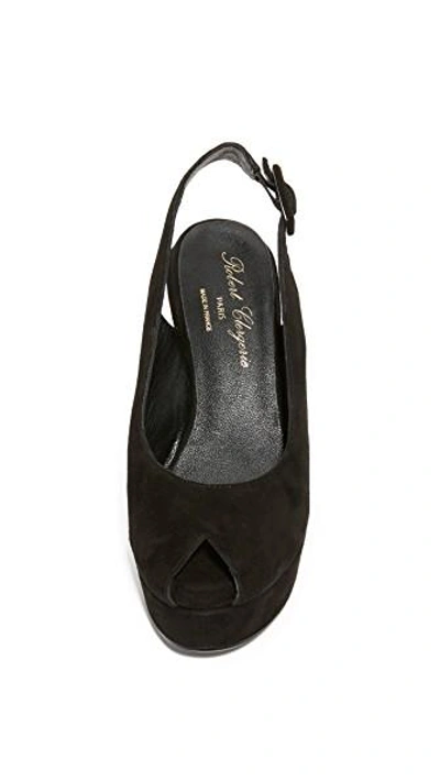 Shop Robert Clergerie Peep Toe Wedge Sandals In Black