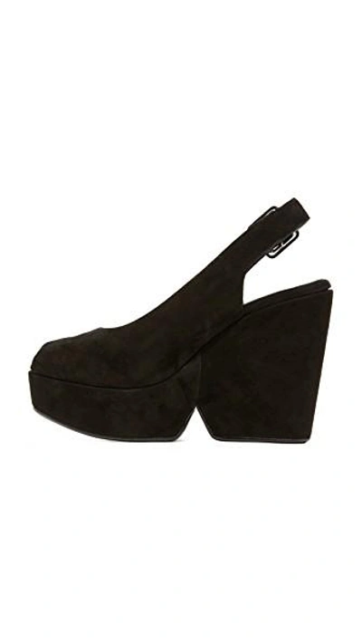 Shop Robert Clergerie Peep Toe Wedge Sandals In Black
