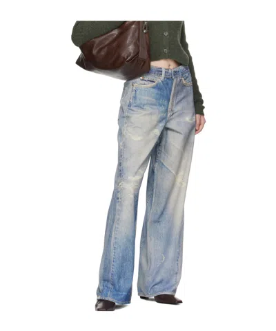 Our Legacy High Waist Boyfriend Jeans With Distressed Finish In Blue