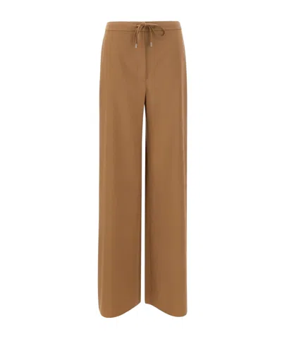 Max Mara Cashmere Drawstring Trousers In Brown