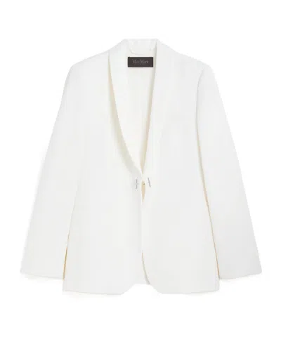 Max Mara Satin-trimmed Virgin Wool Gabardine Blazer In White