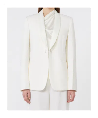 Max Mara Satin-trimmed Virgin Wool Gabardine Blazer In White