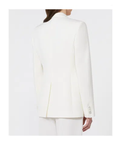 Max Mara Satin-trimmed Virgin Wool Gabardine Blazer In White